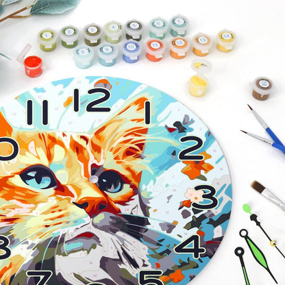 Malen nach Zahlen Uhr – Hübsche Katze