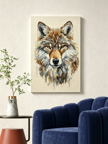 Brauner Wolf mit bernsteinfarbenen Augen- Malen nach Zahlen