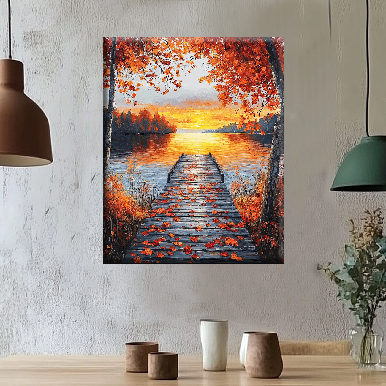 BlÃ¤tter und Sonnenuntergang - Malen nach Zahlen