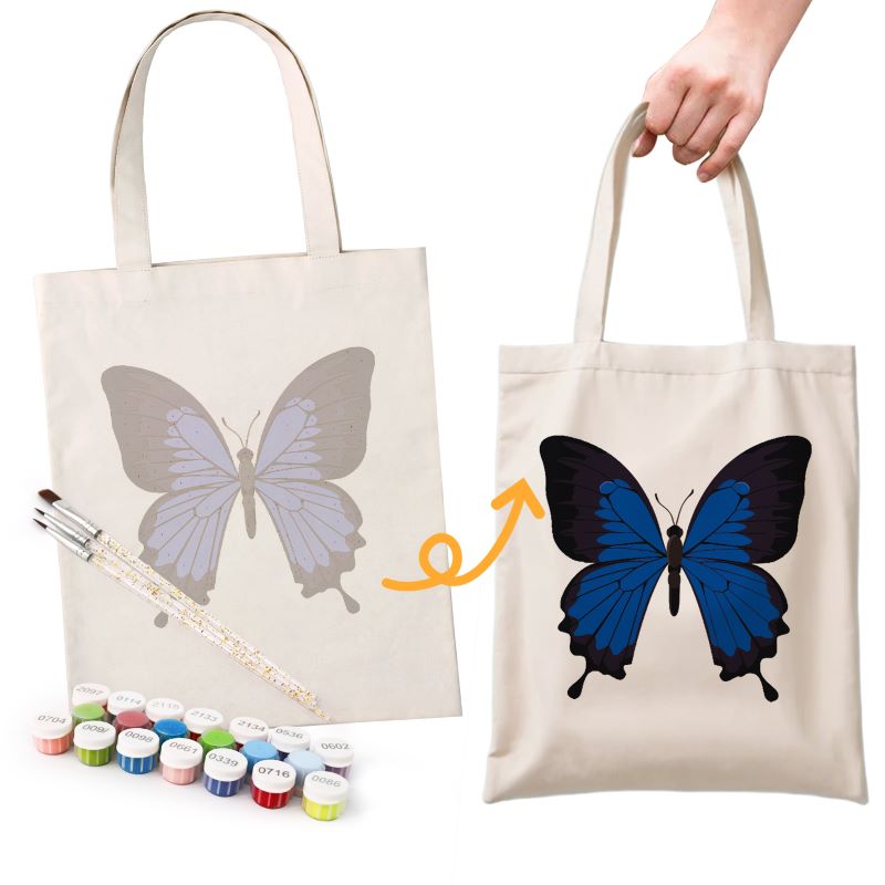 Malen nach Zahlen Totebag – Schmetterlinge | 4 Spezies