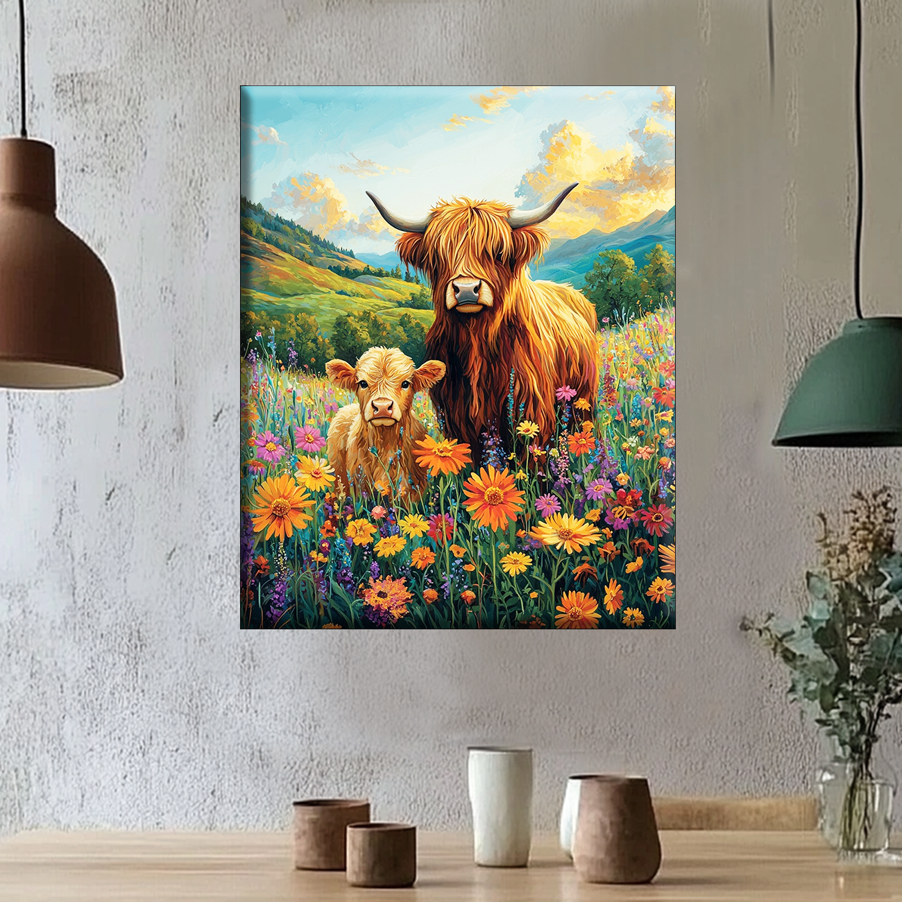 Blumen und HÃ¶rner - Malen nach Zahlen