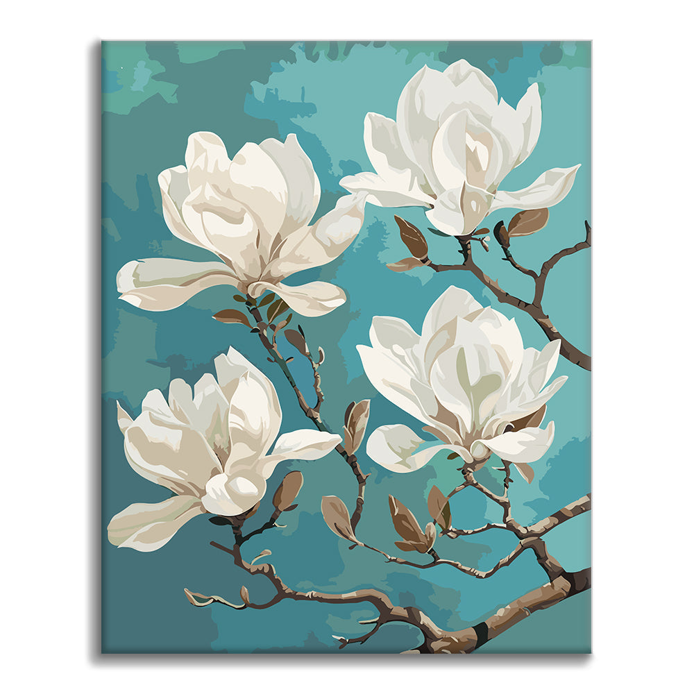 Nahaufnahme einer weißen Magnolie – Malen nach Zahlen