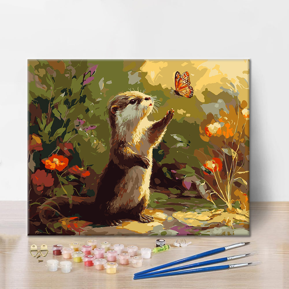 Otter und Schmetterling – Malen nach Zahlen