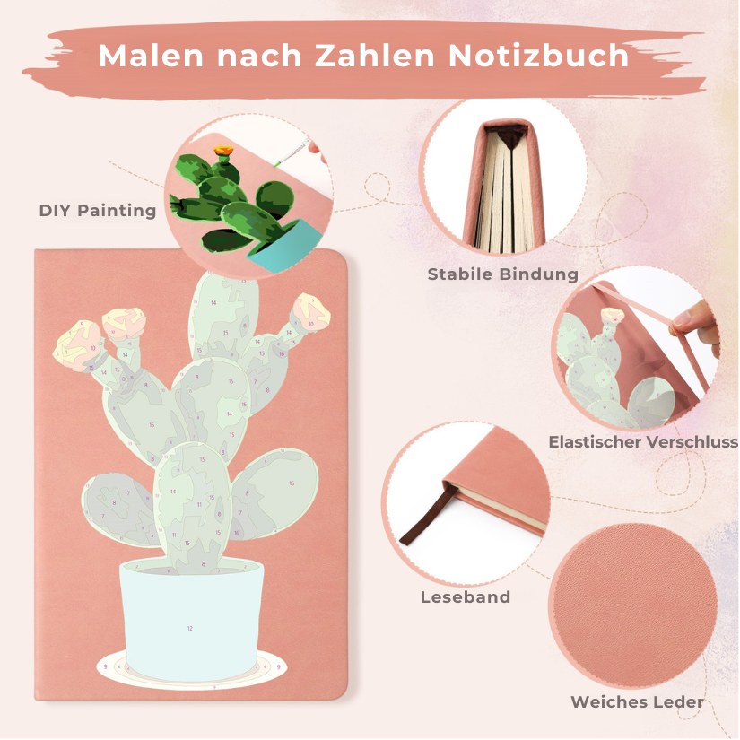 Malen nach Zahlen - Notizbuch – Kaktus | 2 Farben