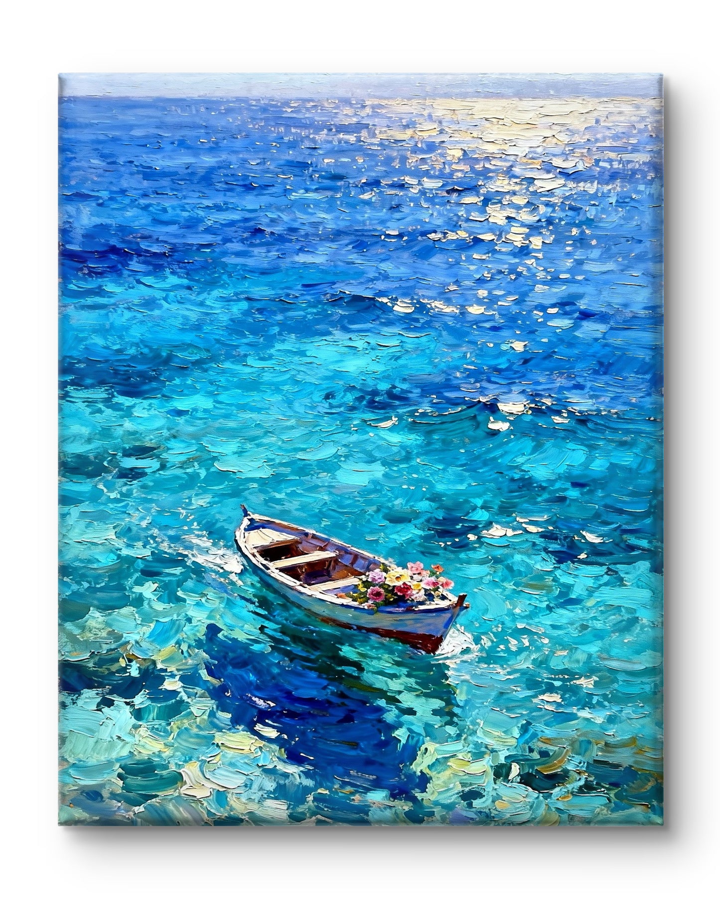 Das Boot auf dem blauen Meer