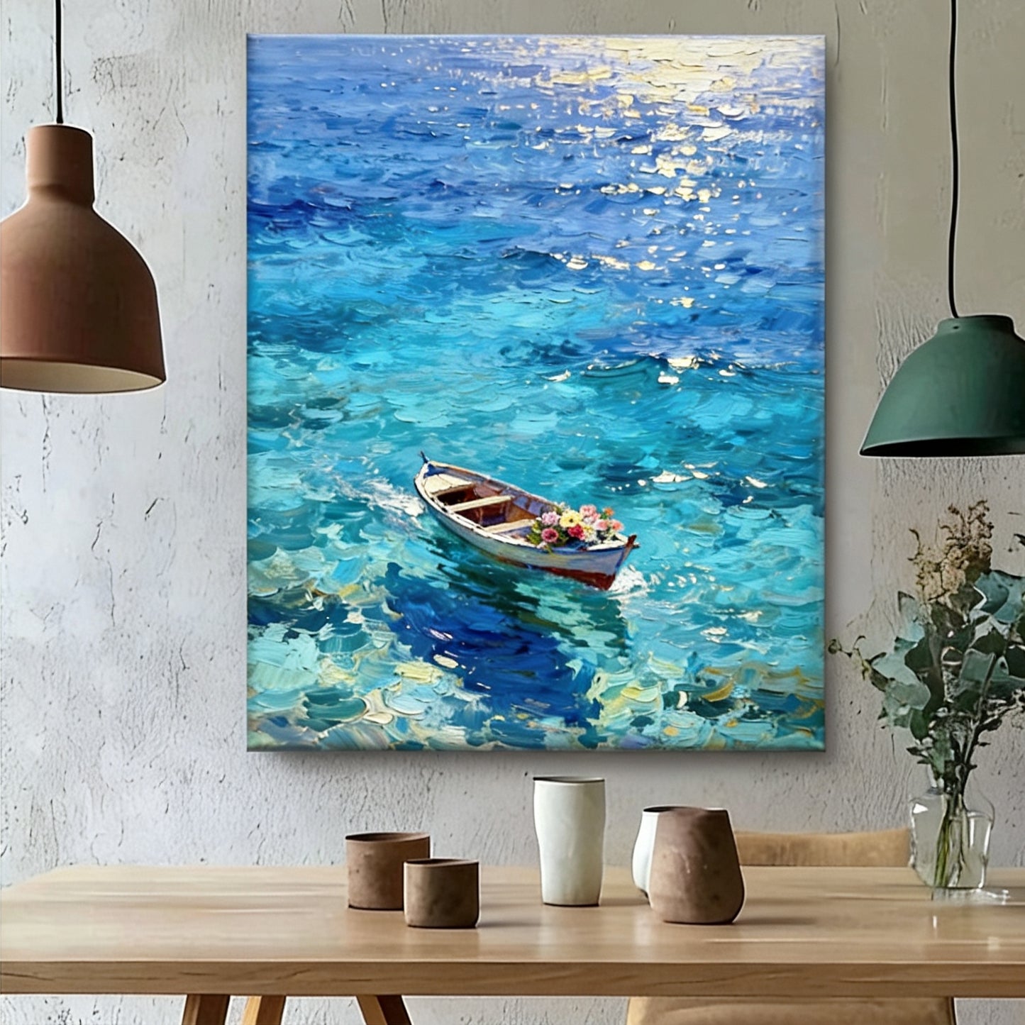 Das Boot auf dem blauen Meer