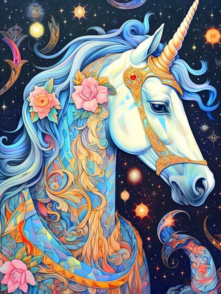 Einhorn im Mosaik-Stil - Diamond Painting