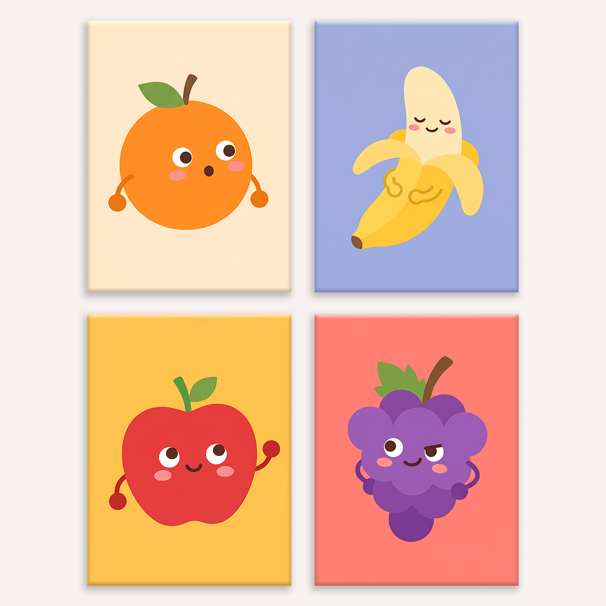 Fruchtfreunde – 4er Mini-Set | Malen nach Zahlen