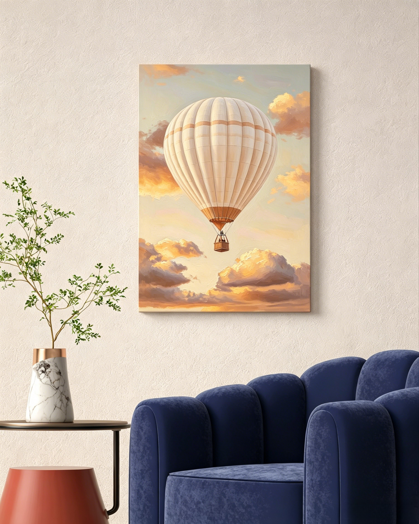 Heißluftballon in den Wolken- Malen nach Zahlen