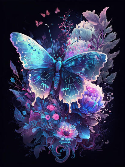 Leuchtender Schmetterling im Dunkeln - Diamond Painting