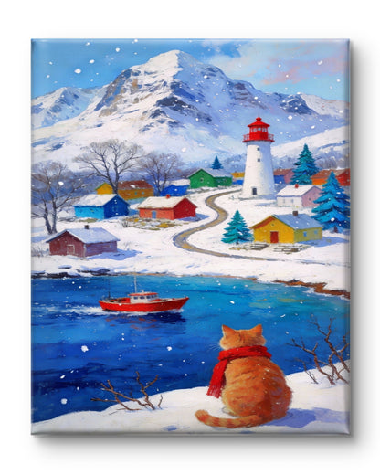 Roter Kater im Schnee