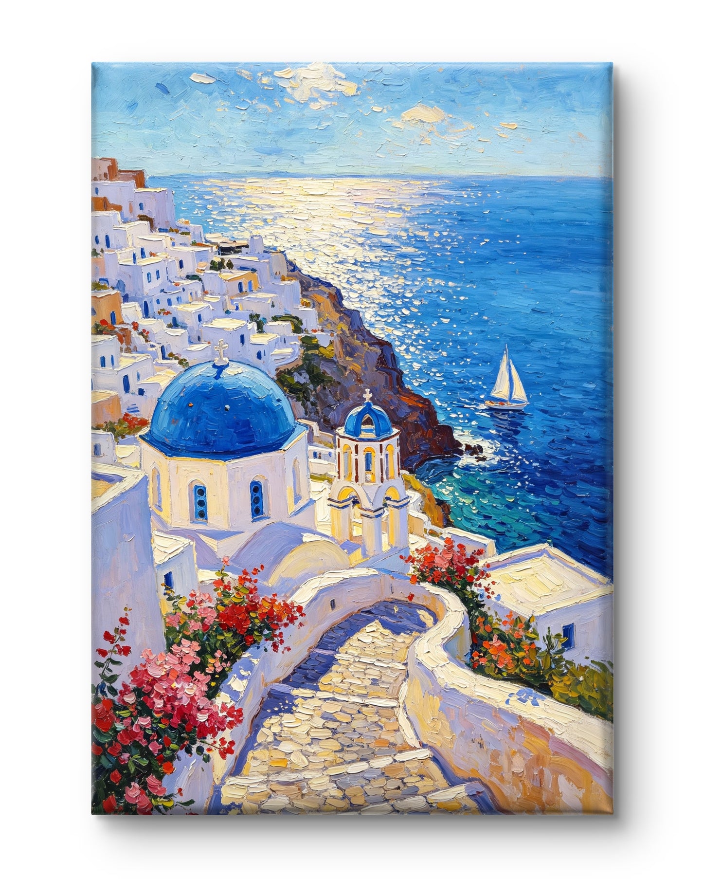 Santorini Traum mit blauen Kuppeln und Meer - Malen nach Zahlen