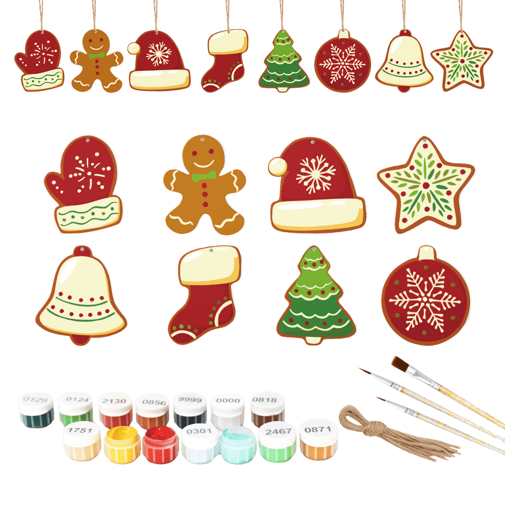 Malen nach Zahlen - 8 Weihnachtsanhängern | Winter-Set