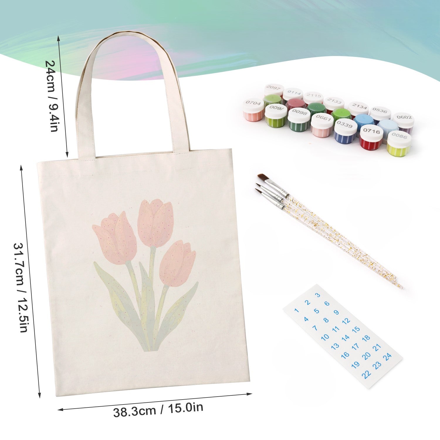 Malen nach Zahlen Totebag – Tulpen