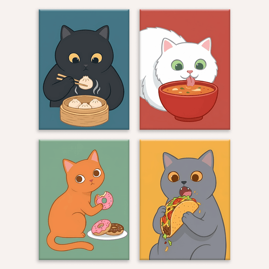Snack-Zeit – 4er Mini-Set | Malen nach Zahlen
