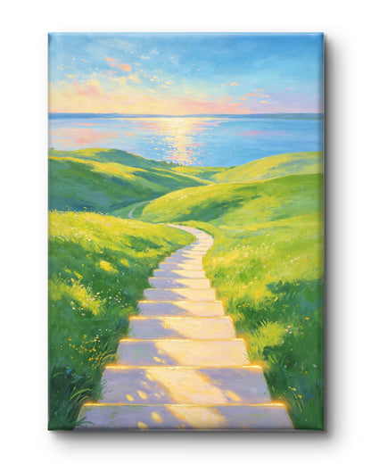 Sonnenaufgang Treppe am Seeufer - Malen nach Zahlen