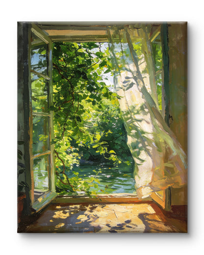 Sonnenlicht, Fluss und Blättergrün