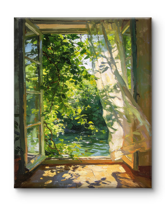 Sonnenlicht, Fluss und Blättergrün