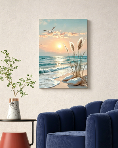 Strand und Sonnenuntergang - Malen nach Zahlen