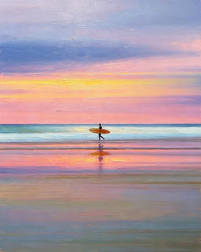 Surfer in der goldenen Dämmerung- Malen nach Zahlen