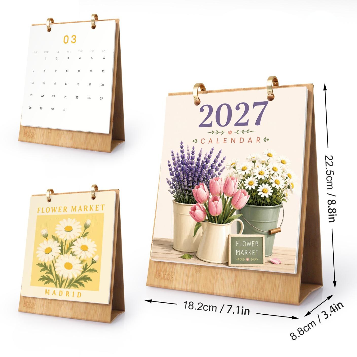 2027 Malen nach Zahlen Tischkalender | Blumenmarkt-Edition