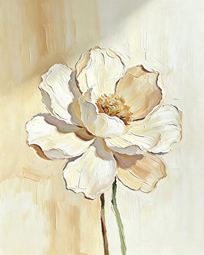 Cremeweiße Blume mit 3D-Textur - Malen nach Zahlen