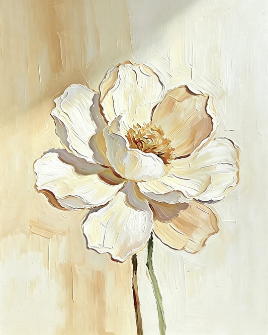 Cremeweiße Blume mit 3D-Textur - Malen nach Zahlen
