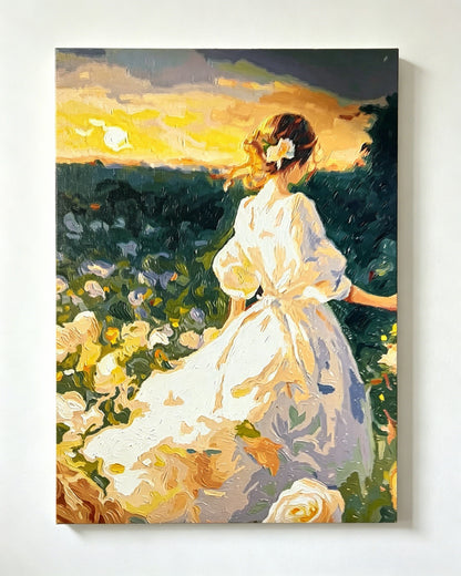 Mädchen in der Abenddämmerung - Malen nach Zahlen
