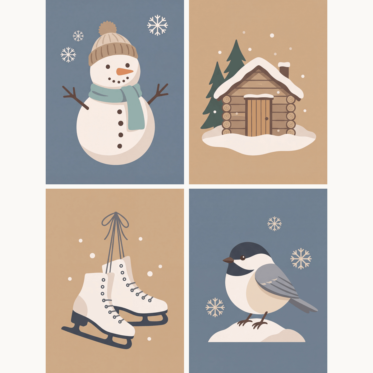 Gemütlicher Winter – 4er Mini-Set | Malen nach Zahlen