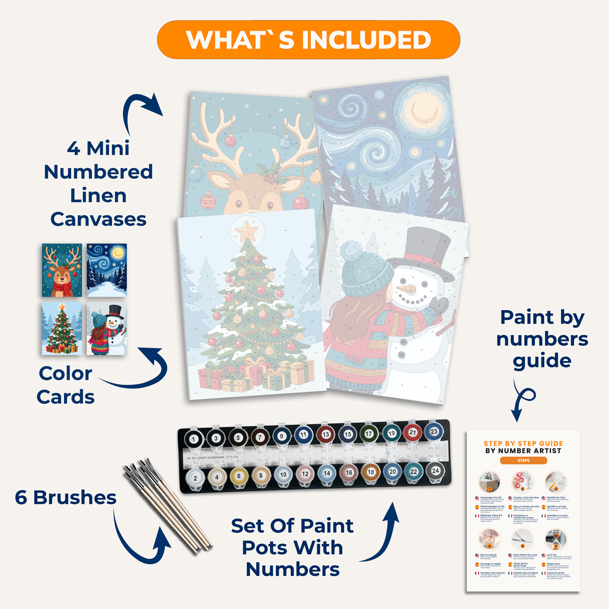 Winterwunderland – 4er Mini-Set | Malen nach Zahlen