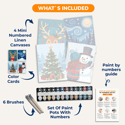 Winterwunderland – 4er Mini-Set | Malen nach Zahlen
