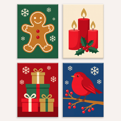 Weihnachtsklassiker – 4er Mini-Set | Malen nach Zahlen
