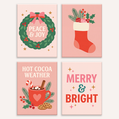 Weihnachtsfreude – 4er Mini-Set | Malen nach Zahlen