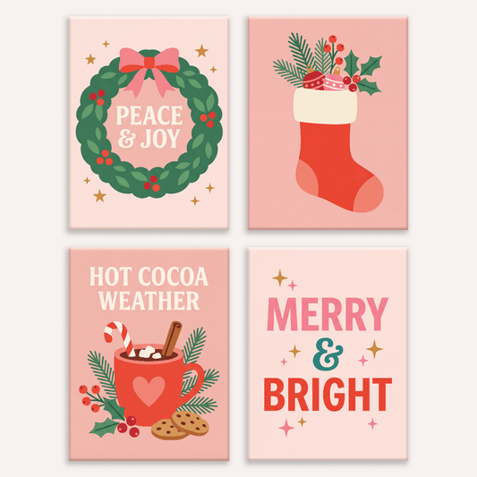Weihnachtsfreude – 4er Mini-Set | Malen nach Zahlen