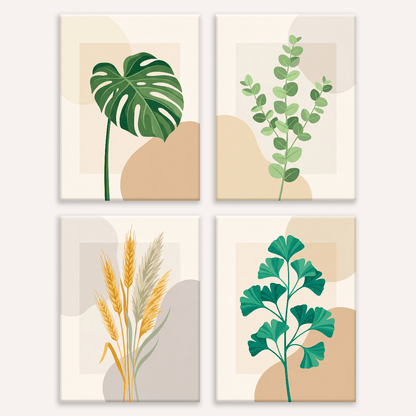 Moderne Botanik – 4er Mini-Set | Malen nach Zahlen