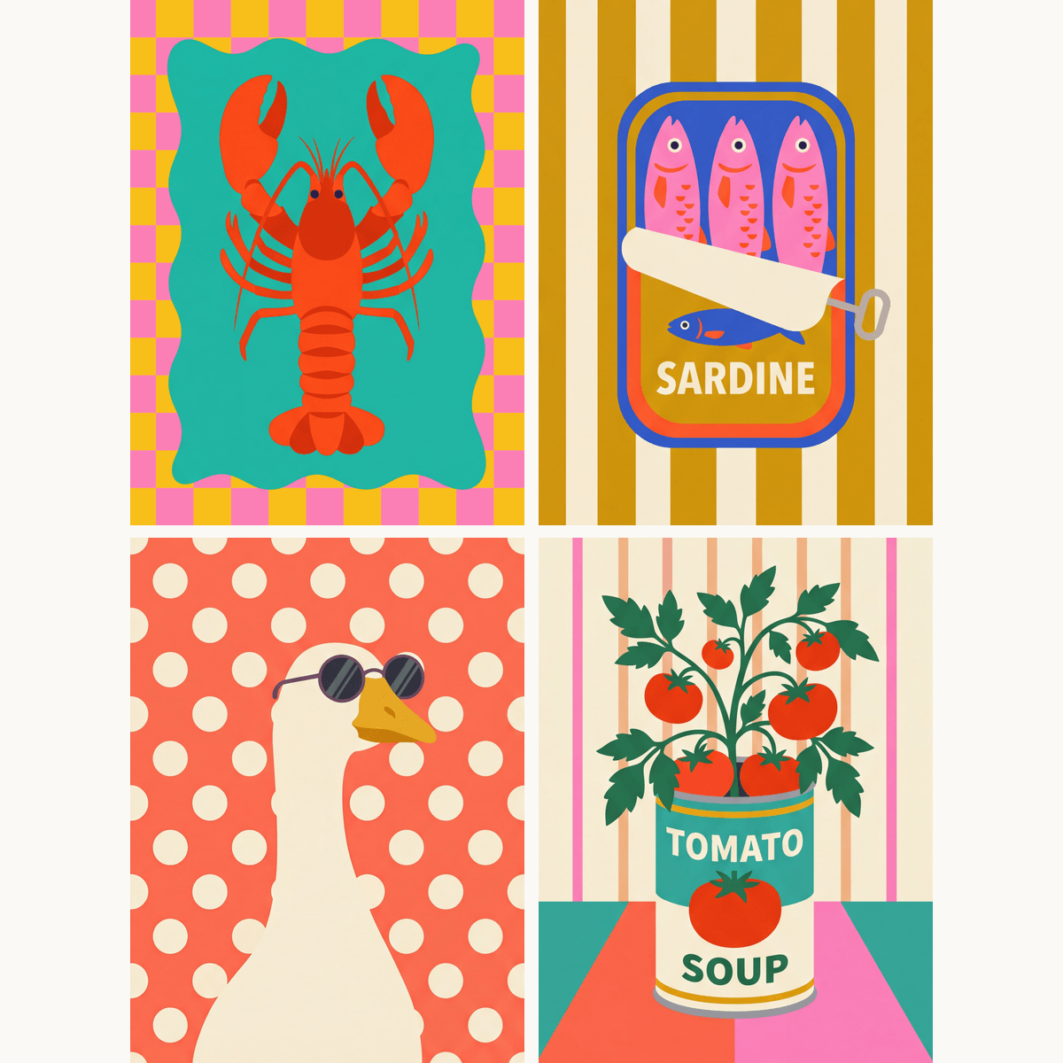 Pop-Art-Vorratskammer – 4er Mini-Set | Malen nach Zahlen