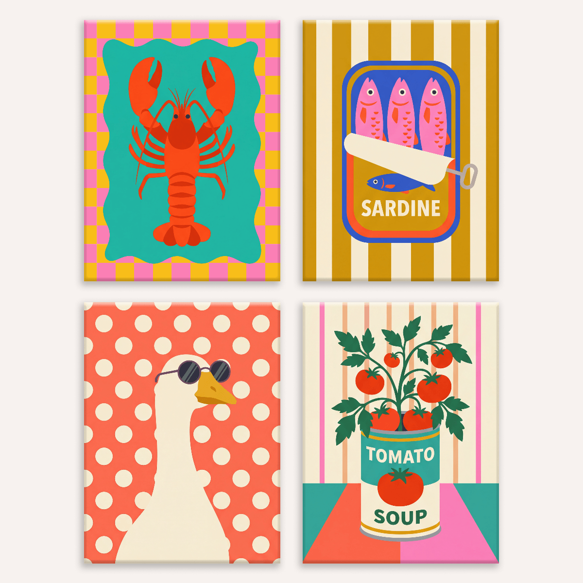 Pop-Art-Vorratskammer – 4er Mini-Set | Malen nach Zahlen