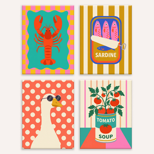 Pop-Art-Vorratskammer – 4er Mini-Set | Malen nach Zahlen