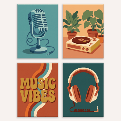 Musikstimmung – 4er Mini-Set | Malen nach Zahlen