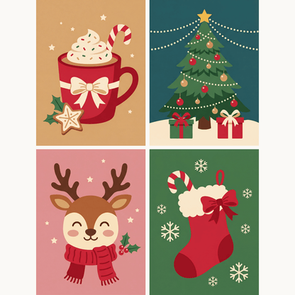 Weihnachtsstimmung – 4er Mini-Set | Malen nach Zahlen