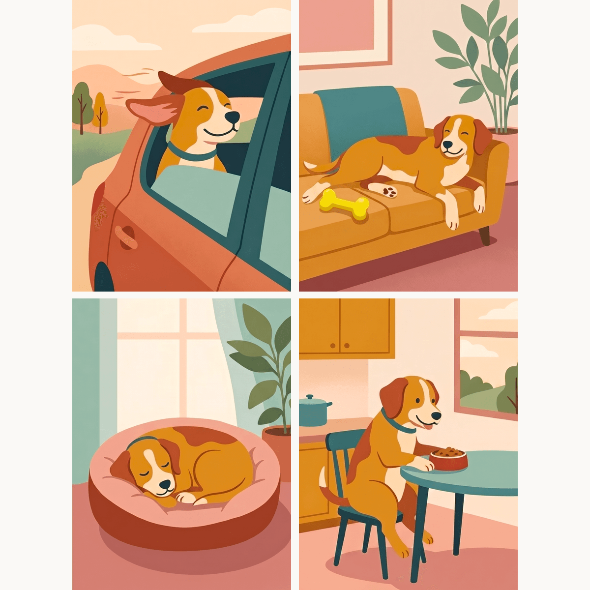 Hundetage – 4er Mini-Set | Malen nach Zahlen