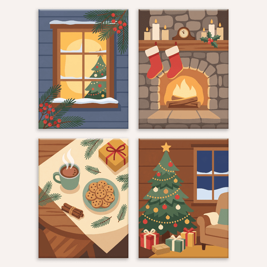 Kleine Weihnachtsfreude – 4er Mini-Set | Malen nach Zahlen