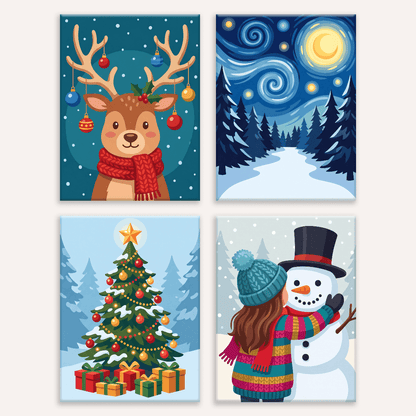 Winterwunderland – 4er Mini-Set | Malen nach Zahlen
