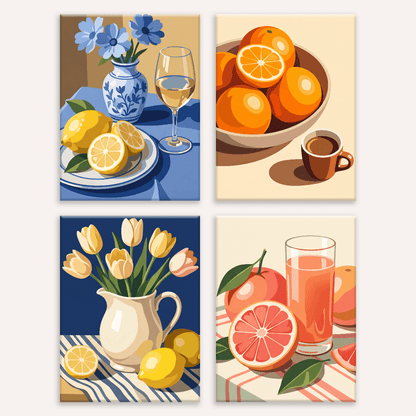 Italienische Tafel – 4er Mini-Set | Malen nach Zahlen
