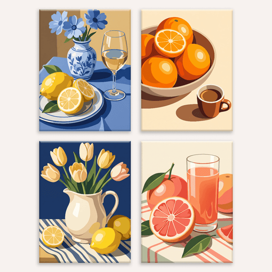 Italienische Tafel – 4er Mini-Set | Malen nach Zahlen