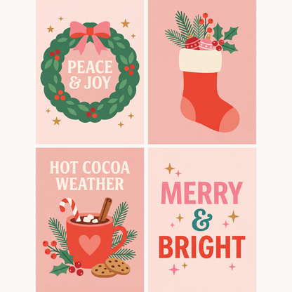 Weihnachtsfreude – 4er Mini-Set | Malen nach Zahlen