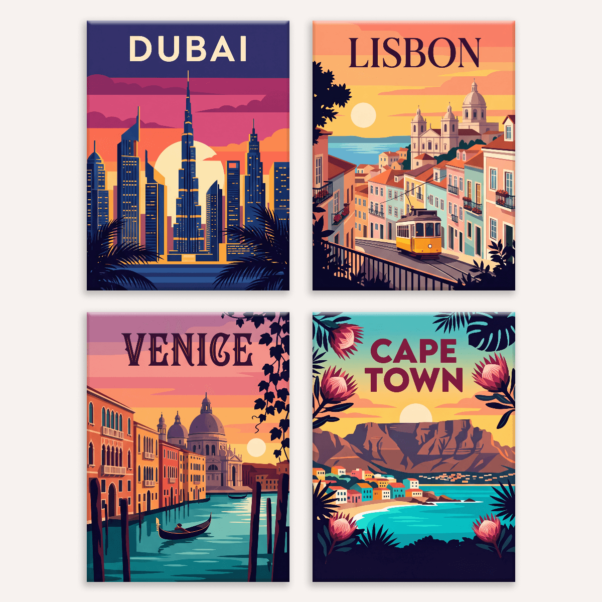 Reisestempel – 4er Mini-Set | Malen nach Zahlen