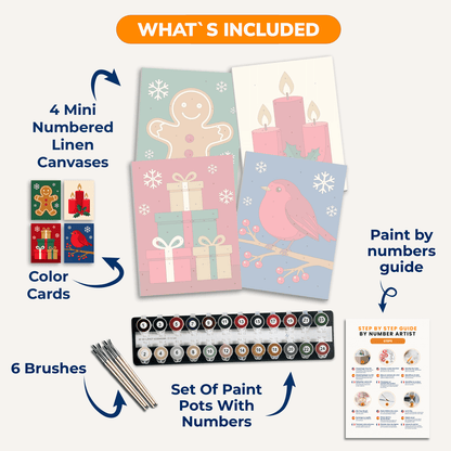 Weihnachtsklassiker – 4er Mini-Set | Malen nach Zahlen