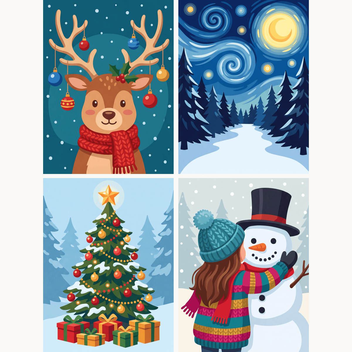 Winterwunderland – 4er Mini-Set | Malen nach Zahlen