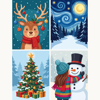 Winterwunderland – 4er Mini-Set | Malen nach Zahlen